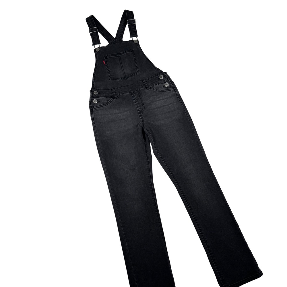 Levis Girls‎ Black Denim Overalls Stretch Adjustable Straps 10 Reg | 4699